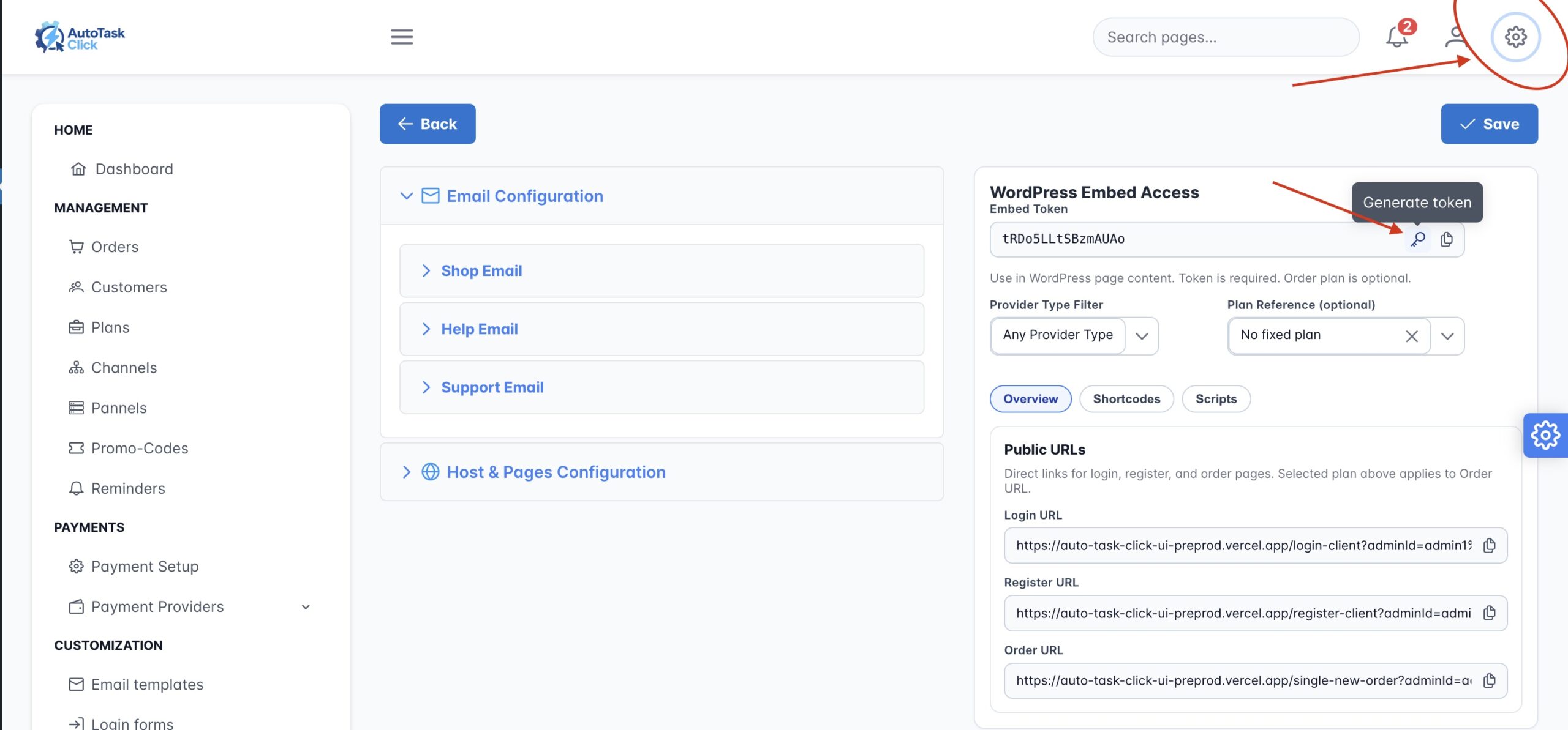 Embed Token generator